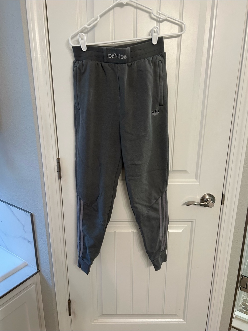 adidas Kids Gray Trefoil Joggers with Side Stripes